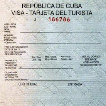 visado a Cuba excepto desde Estados Unidos